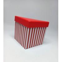 Коробка подарочная 125 х 125 х 125 мм, в форме куба, красный в полоску