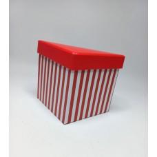 Коробка подарункова 125  х 125  х 125  мм, у формі куба, червоний у смужку