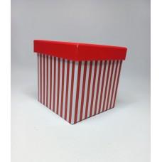 Коробка подарункова 145 х 145 х 145 мм, у формі куба, червоний у смужку