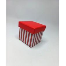Коробка подарункова 85 х 85 х 85 мм, у формі куба, червоний у смужку