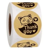 Наклейки для упаковки "Thank you, котик" 25мм